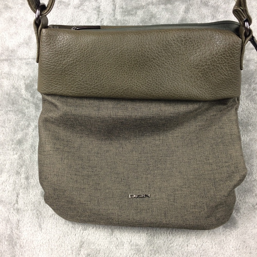 Dion Crossbody Bag Green Vegan Leather Adjustable Strap Zipper Close